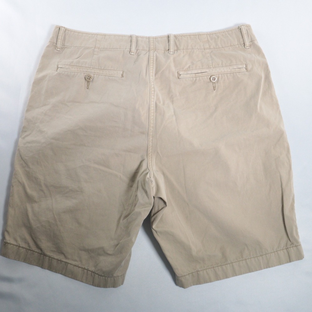 Uniqlo Shorts Mens L Beige Chino 33-36" Waist Flat Front Cotton Pockets Belted - Picture 4 of 7